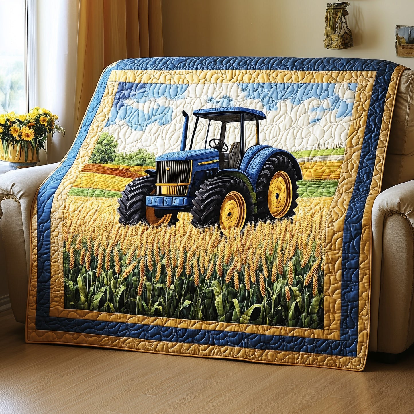 Tractor & Grain Quilted Blanket GFTONL2840