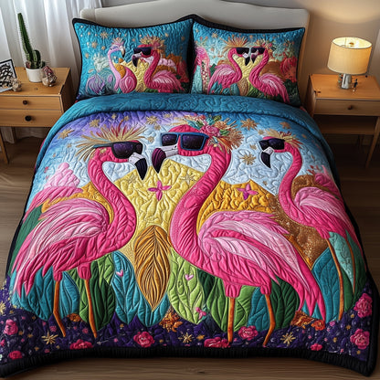Whimsical Flamingo 3-Piece Quilted Bedding Set GFTONL2871