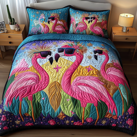 Whimsical Flamingo 3-Piece Quilted Bedding Set GFTONL2871