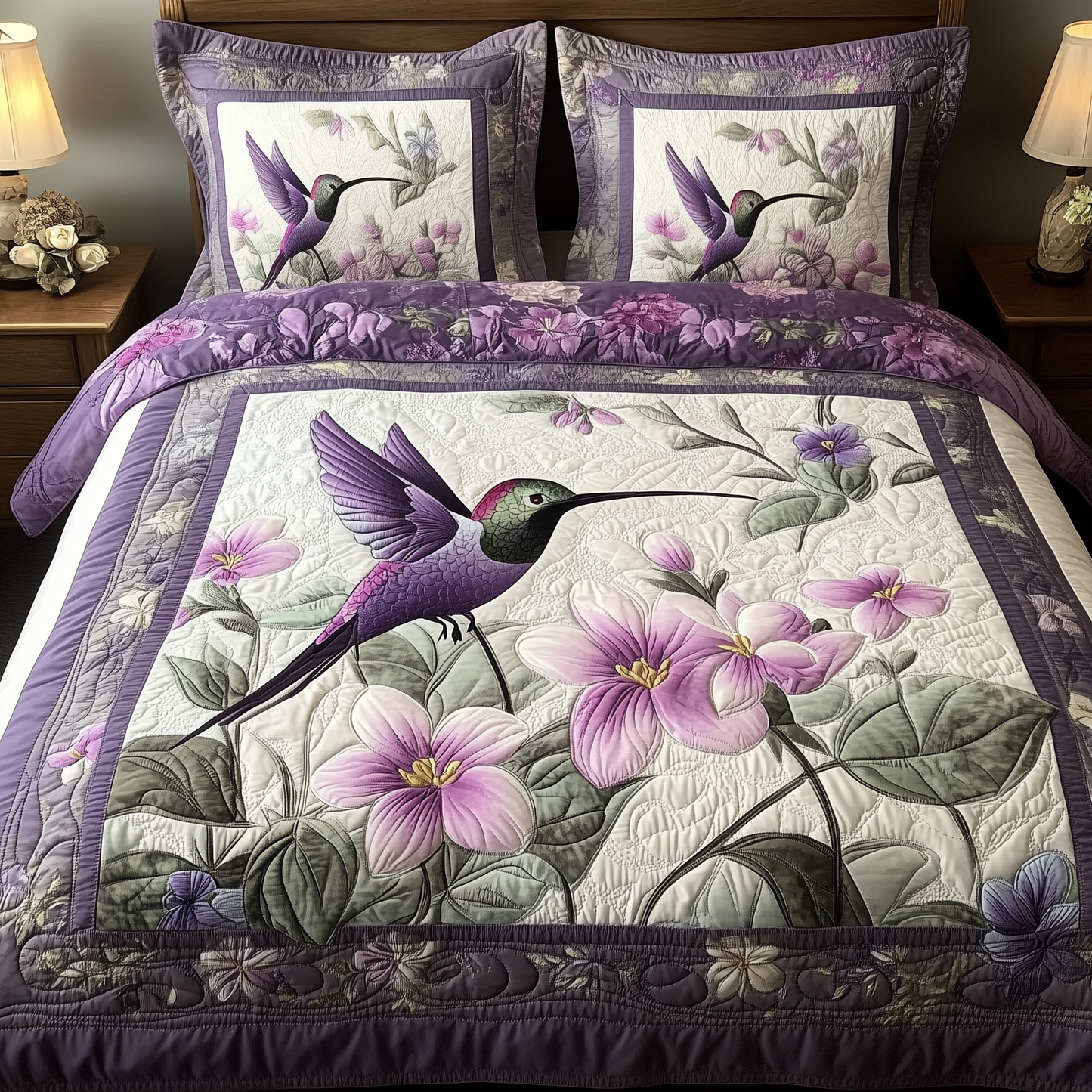 Hummingbird 3-Piece Quilted Bedding Set GFTONL292