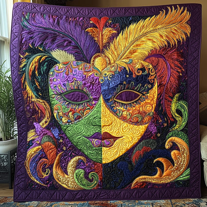Mardi Gras Masquerade Quilted Blanket GFTONL3004