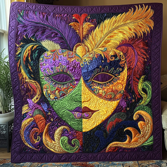 Mardi Gras Masquerade Quilted Blanket GFTONL3004