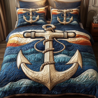 Nautical Anchor 3-Piece Quilted Bedding Set GFTONL3188