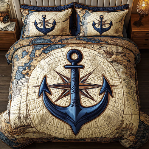 Nautical Anchor 3-Piece Quilted Bedding Set GFTONL3192