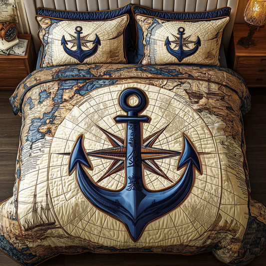 Nautical Anchor 3-Piece Quilted Bedding Set GFTONL3192