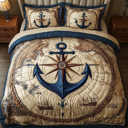 Nautical Anchor 3-Piece Quilted Bedding Set GFTONL3193