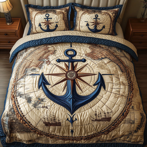 Nautical Anchor 3-Piece Quilted Bedding Set GFTONL3193