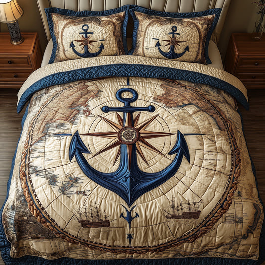 Nautical Anchor 3-Piece Quilted Bedding Set GFTONL3193