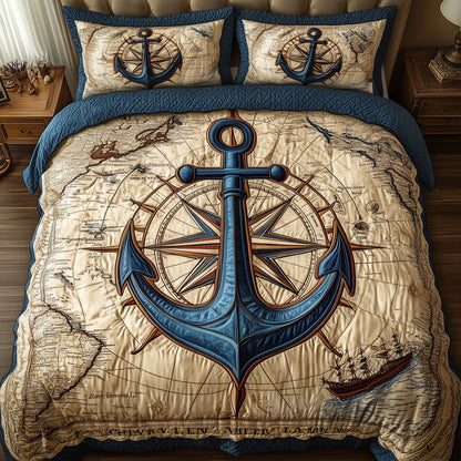 Nautical Anchor 3-Piece Quilted Bedding Set GFTONL3194