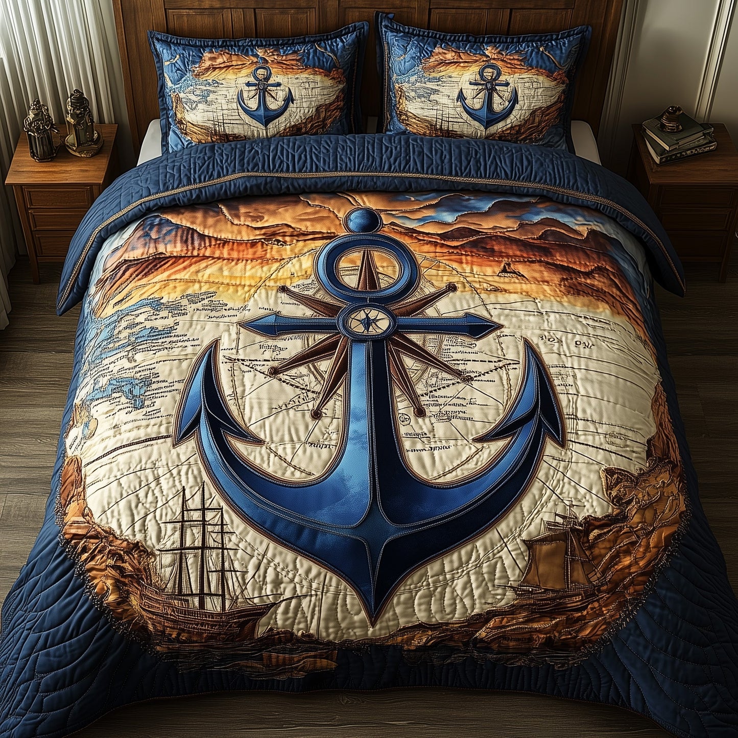 Anchor Life 3-Piece Quilted Bedding Set GFTONL3202