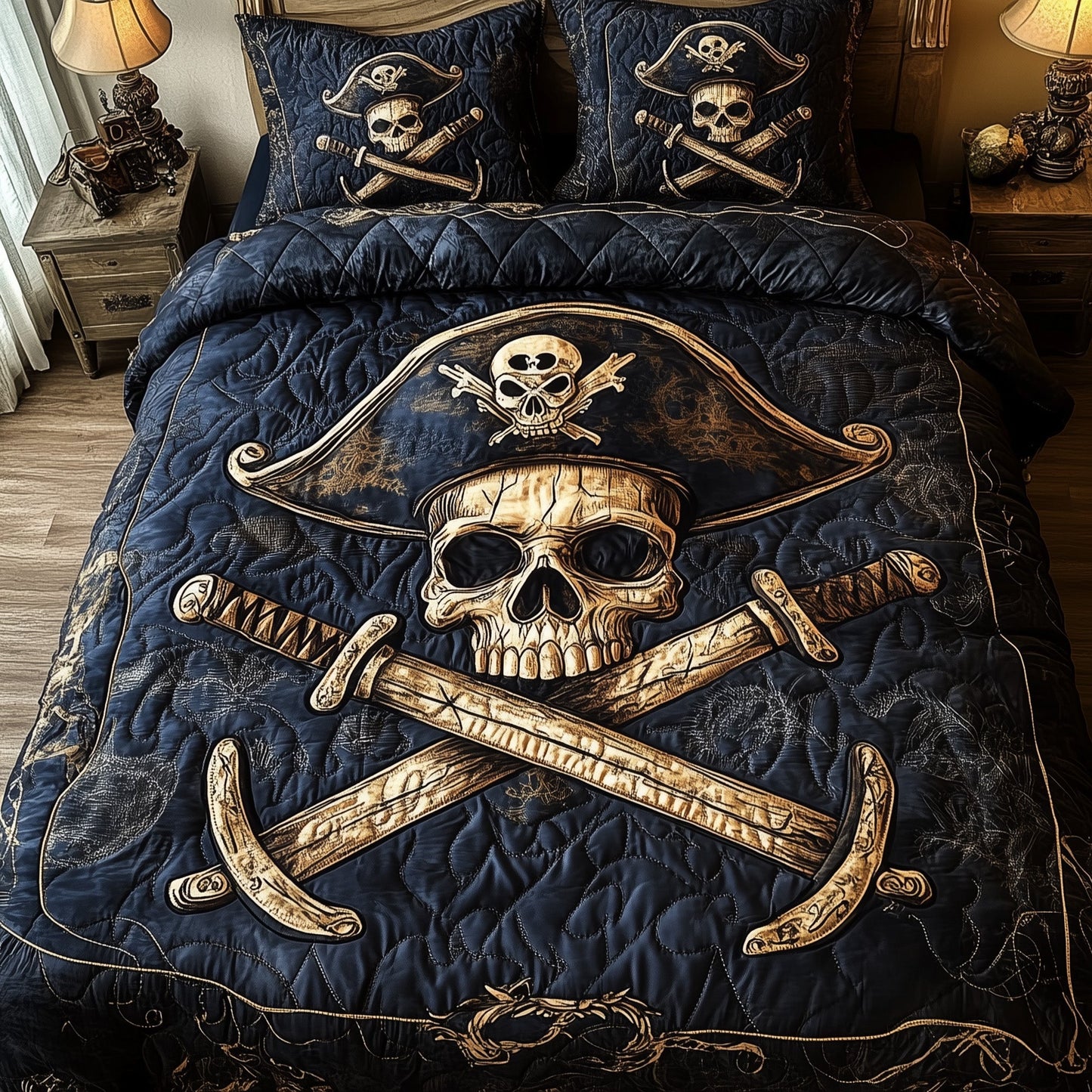 Skull Pirate 3-Piece Quilted Bedding Set GFTONL3227