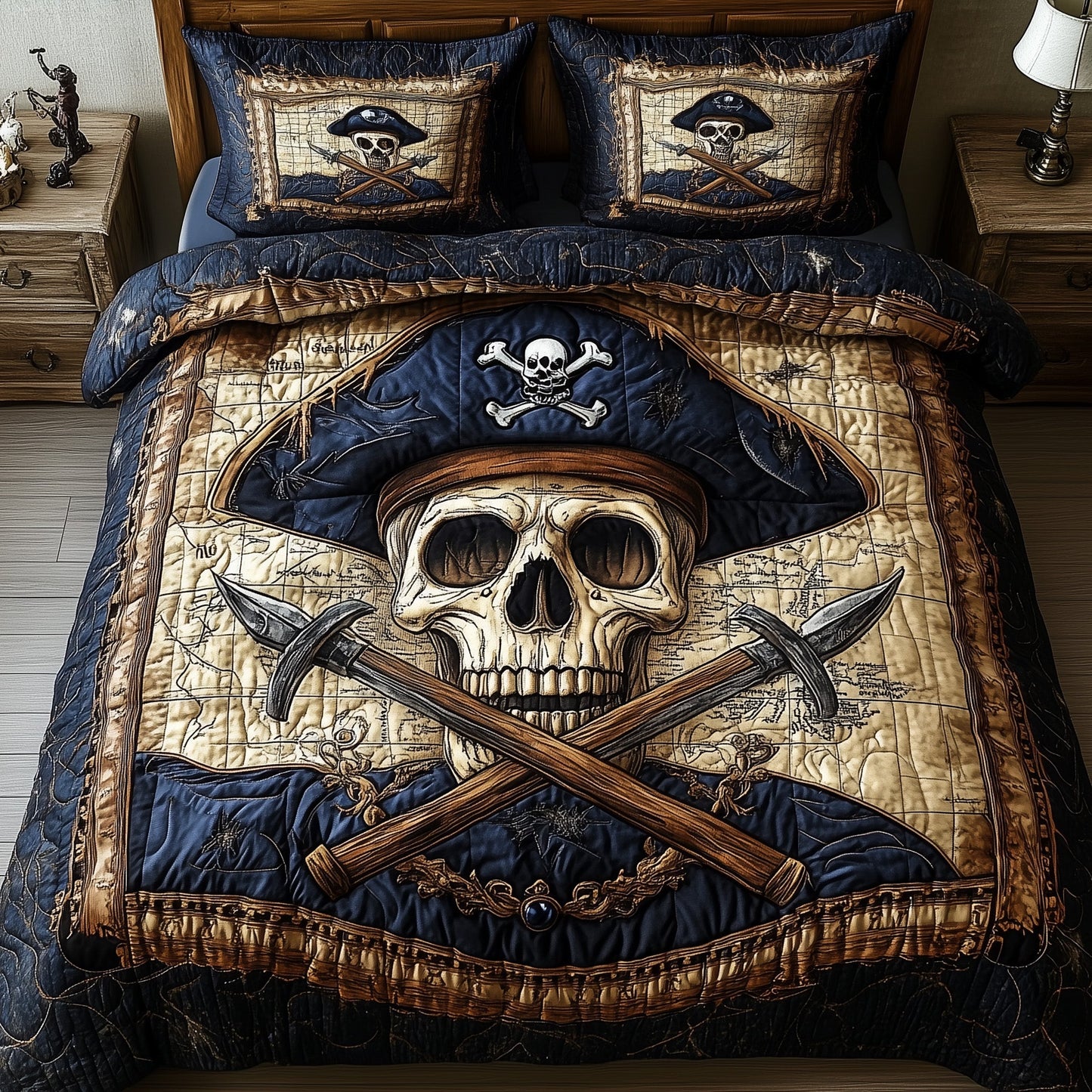 Skull Pirate 3-Piece Quilted Bedding Set GFTONL3228