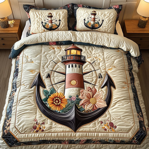 Lighthouse Anchor 3-Piece Quilted Bedding Set GFTONL3233