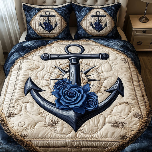 Blue Anchor 3-Piece Quilted Bedding Set GFTONL3237