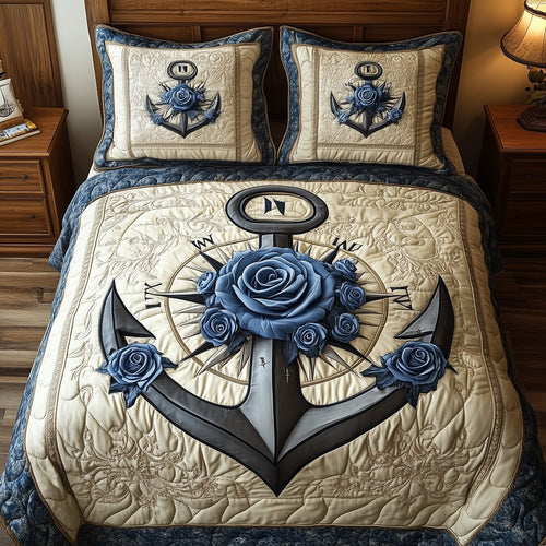 Nautical Rose  3-Piece Quilted Bedding Set GFTONL3247