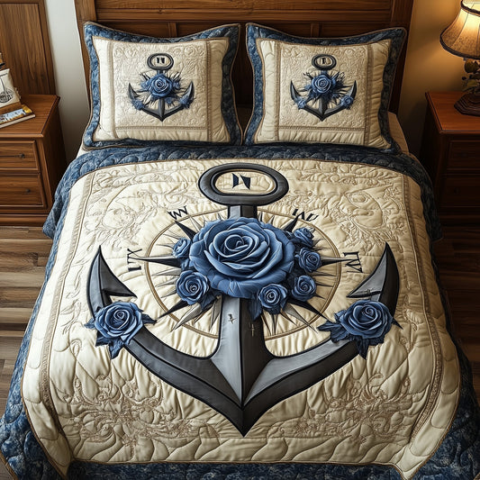 Nautical Rose  3-Piece Quilted Bedding Set GFTONL3247