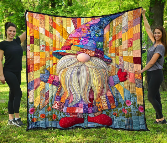 Cheerful Gnome Quilted Blanket GFTONL3323