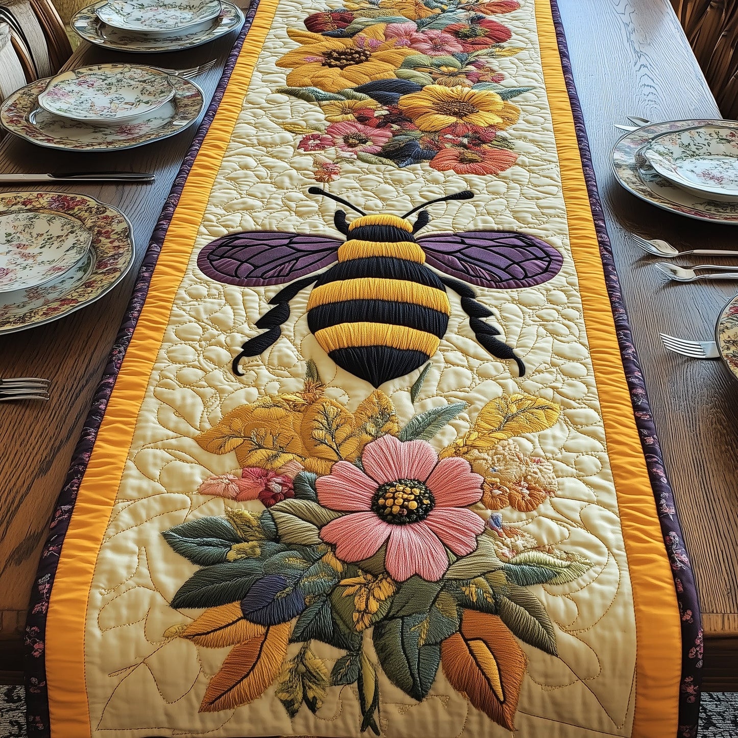 Bee Harmony Quilted Table Runner GFTONL3355