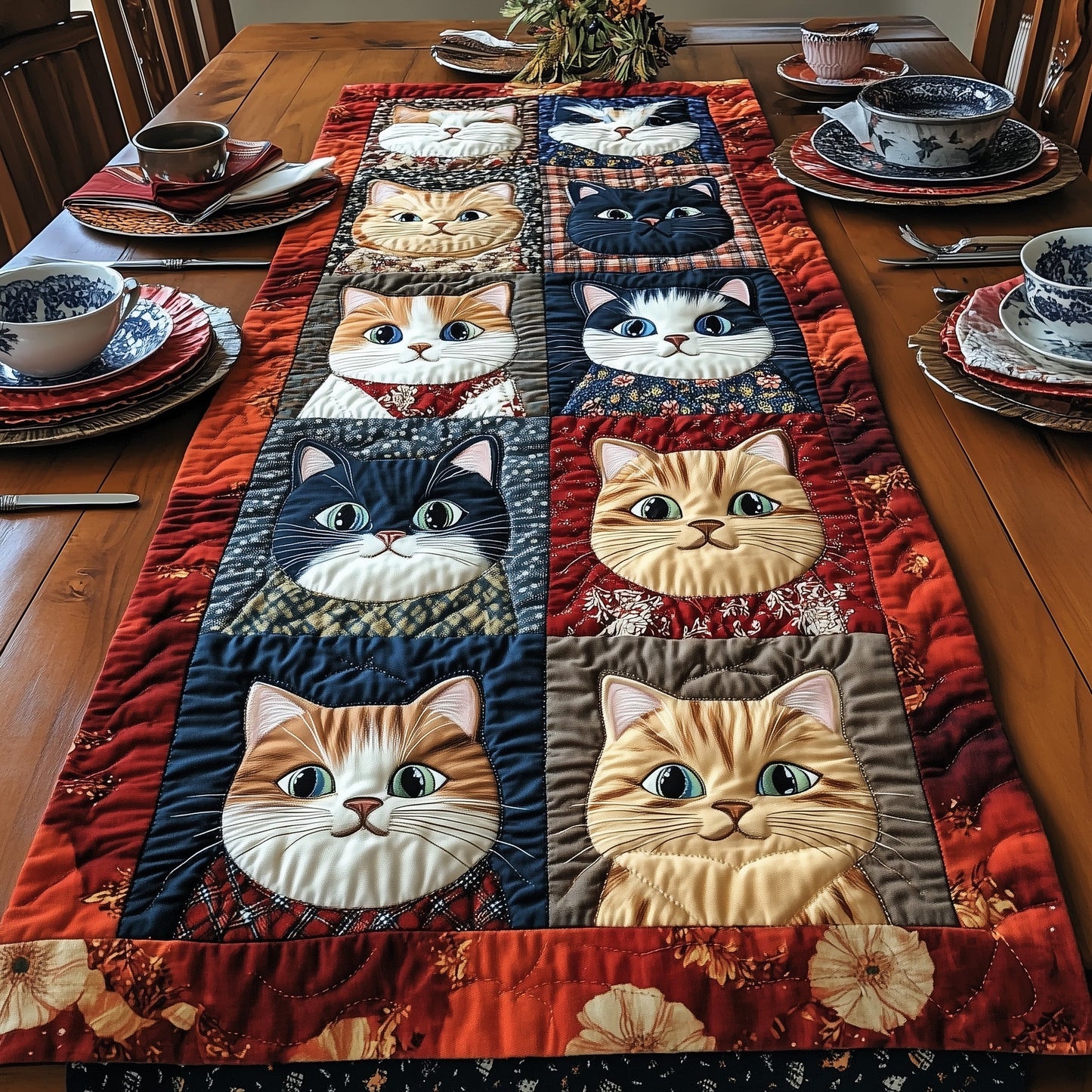 Vintage Cat Quilted Table Runner GFTONL3375