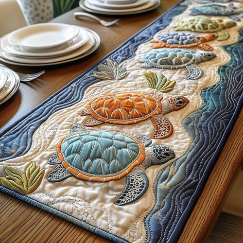 Cheerful Turtle Quilted Table Runner GFTONL3553