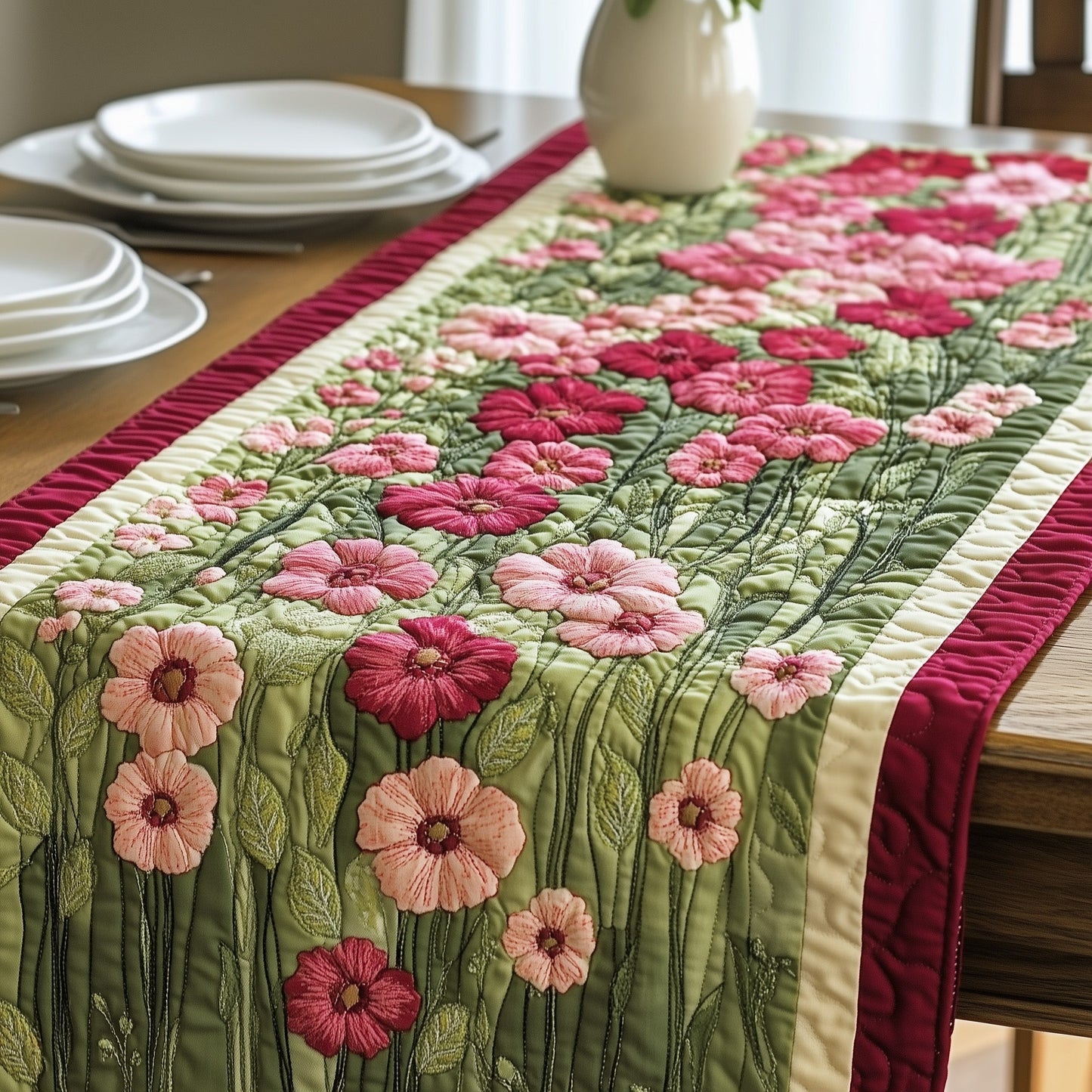 Colorful Blossoms Quilted Table Runner GFTONL3578
