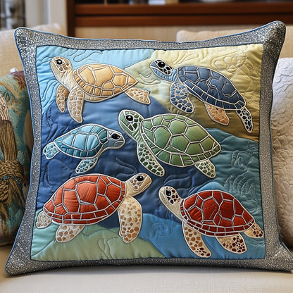 Cheerful Turtle Quilted Pillow Case GFTONL3592
