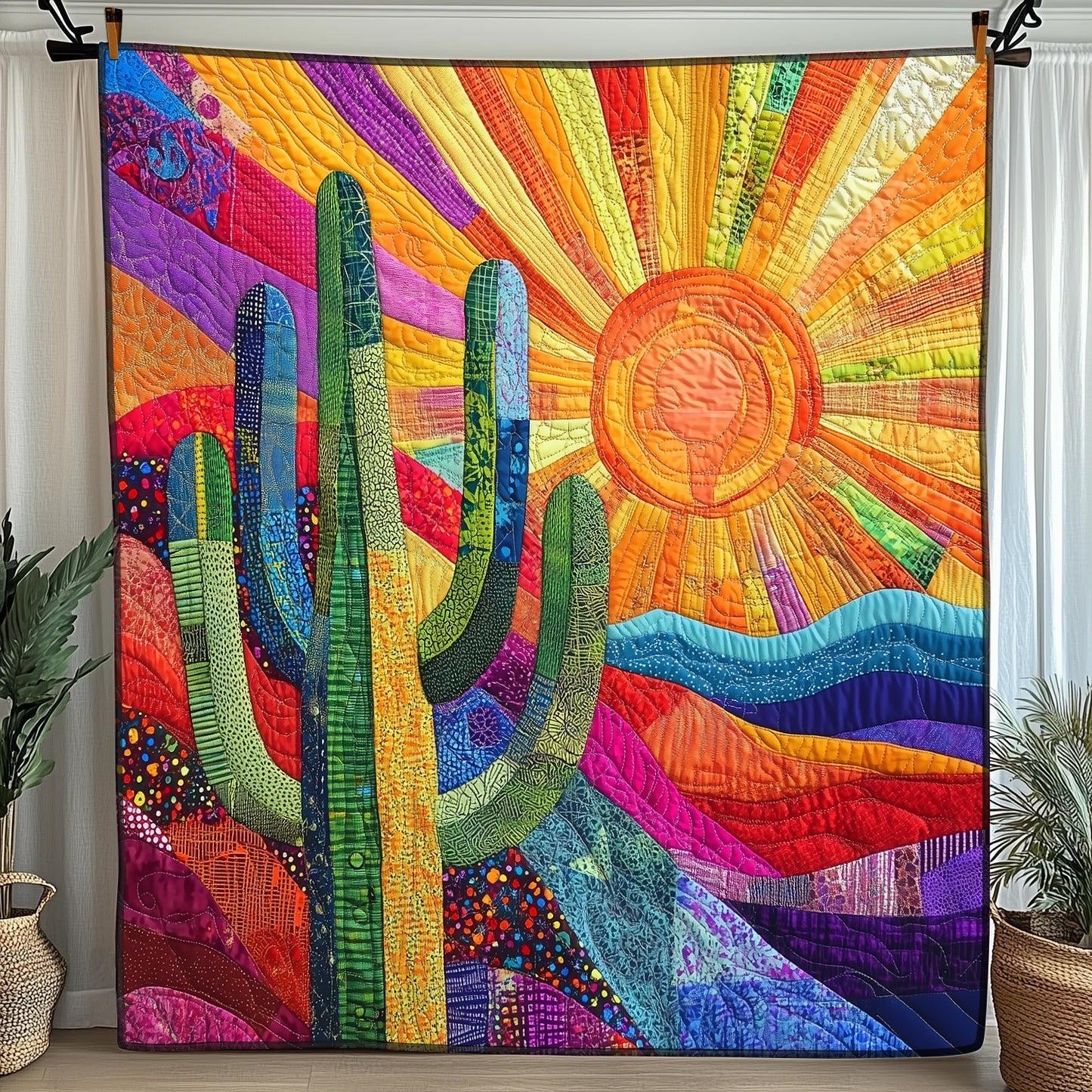 Sunshine Cactus Quilted Blanket GFTONL3636