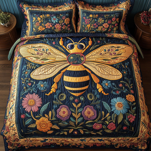 Floral Bee 3-Piece Quilted Bedding Set GFTONL3727
