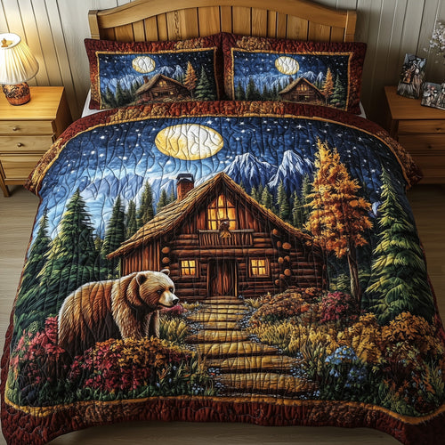 Cabin And Bear 3-Piece Quilted Bedding Set GFTONL3790