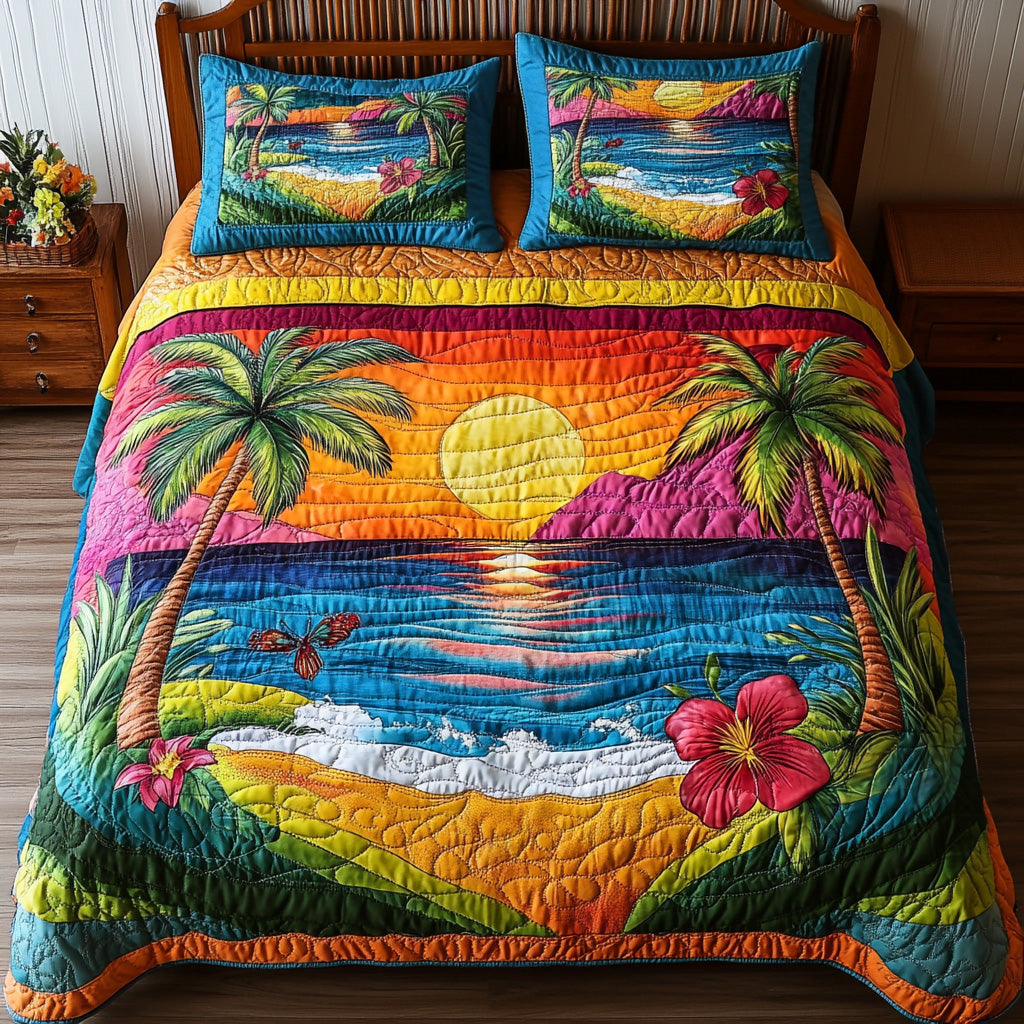 Aloha Vibe 3-Piece Quilted Bedding Set GFTONL3840