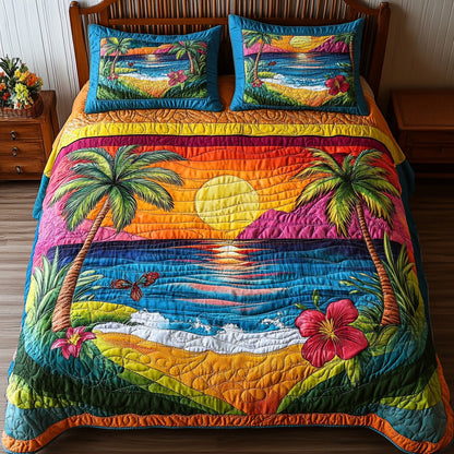 Aloha Vibe 3-Piece Quilted Bedding Set GFTONL3840