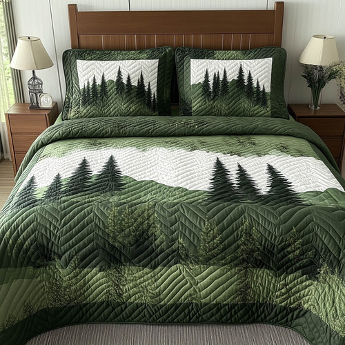 Misty Forest Mountain 3-Piece Quilted Bedding Set GFTONL3919