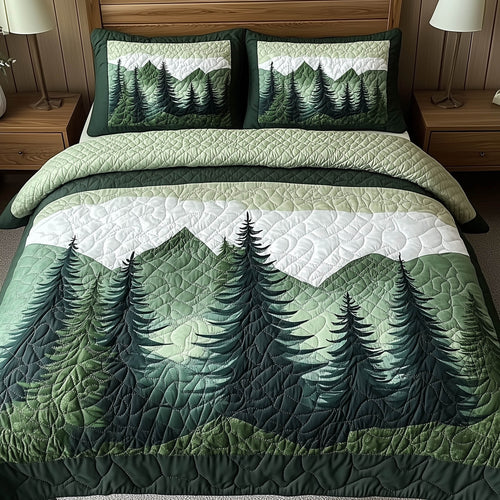 Misty Forest Mountain 3-Piece Quilted Bedding Set GFTONL3920