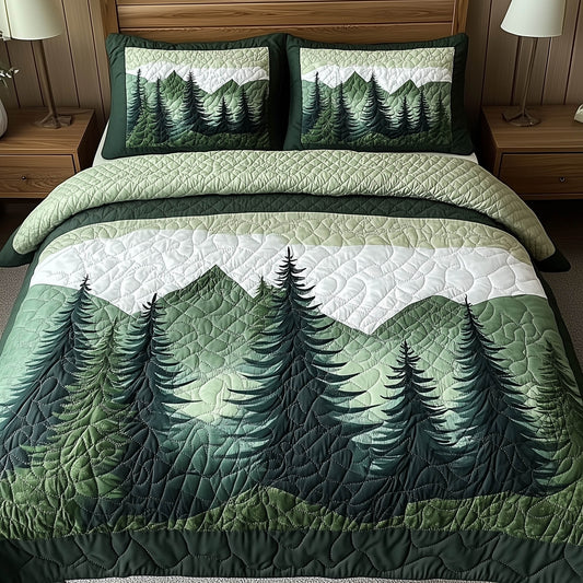 Misty Forest Mountain 3-Piece Quilted Bedding Set GFTONL3920