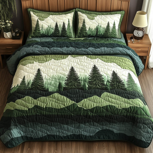 Misty Forest Mountain 3-Piece Quilted Bedding Set GFTONL3924
