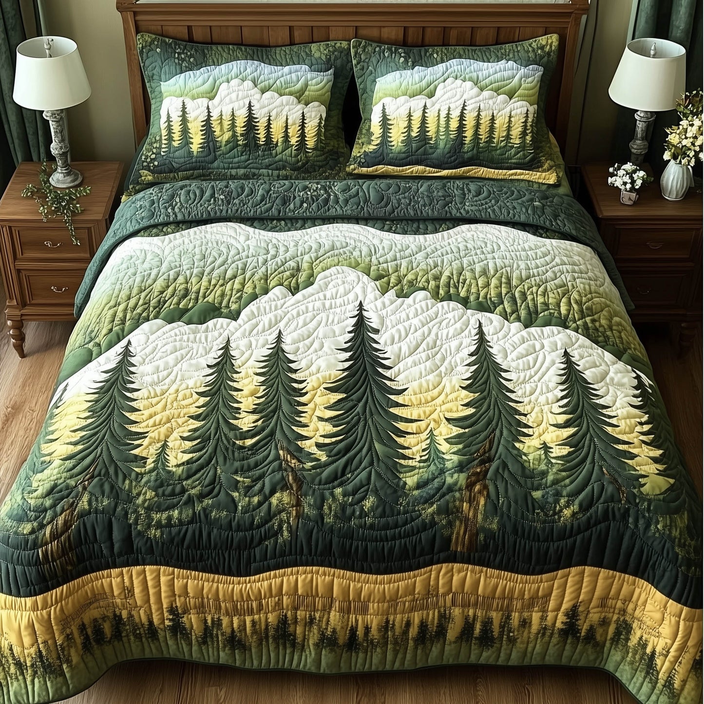 Forest Tree 3-Piece Quilted Bedding Set GFTONL3927