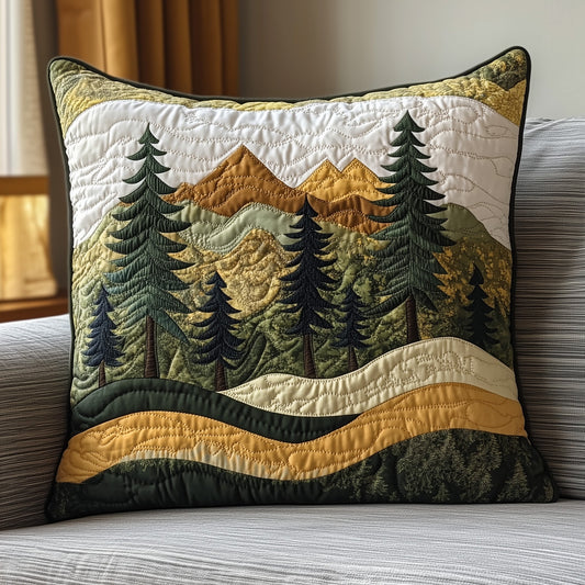 Misty Forest Mountain Quilted Pillow Case GFTONL3972