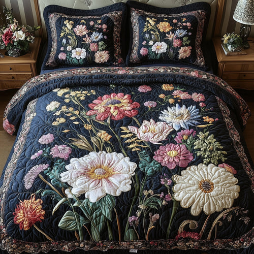 Vintage Flowers 3-Piece Quilted Bedding Set GFTONL4019