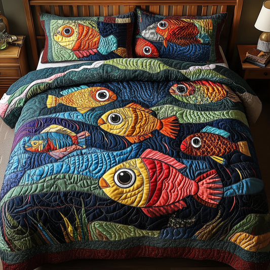 Joyful Fishing 3-Piece Quilted Bedding Set GFTONL4256
