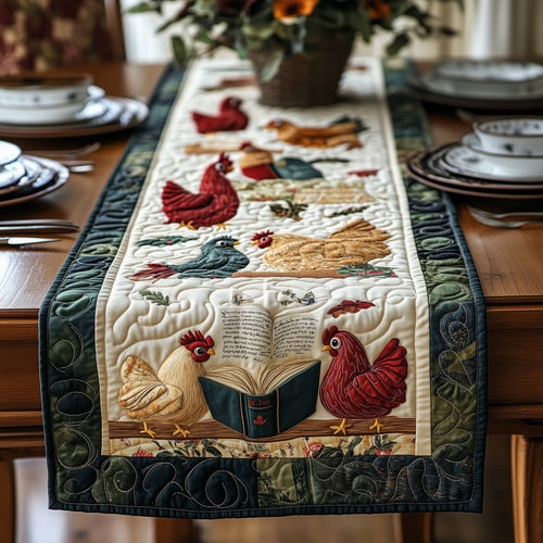 Book and Chicken Quilted Table Runner GFTONL4327
