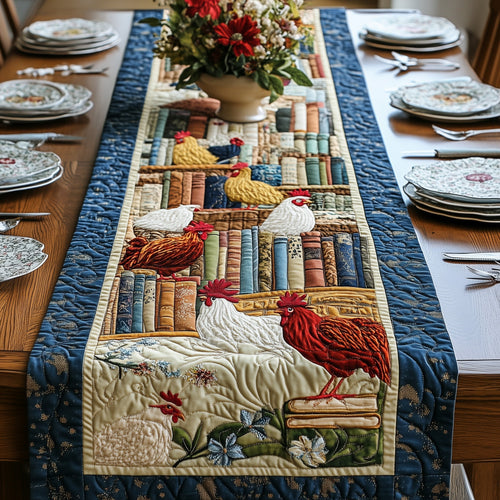 Book and Chicken Quilted Table Runner GFTONL4330