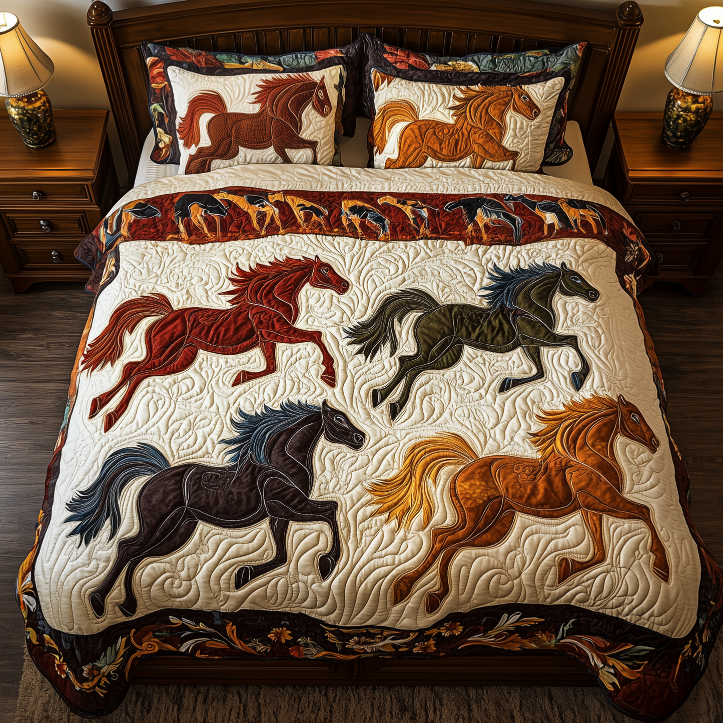 Horses of Fortune 3-Piece Quilted Bedding Set GFTONL469