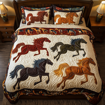 Horses of Fortune 3-Piece Quilted Bedding Set GFTONL469