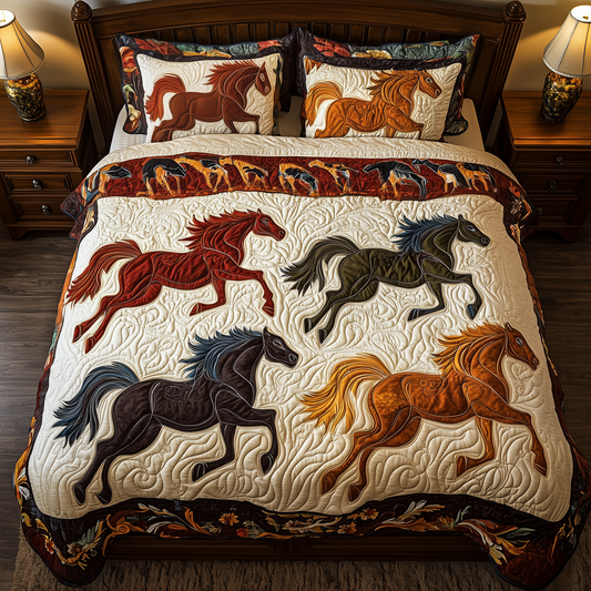 Horses of Fortune 3-Piece Quilted Bedding Set GFTONL469