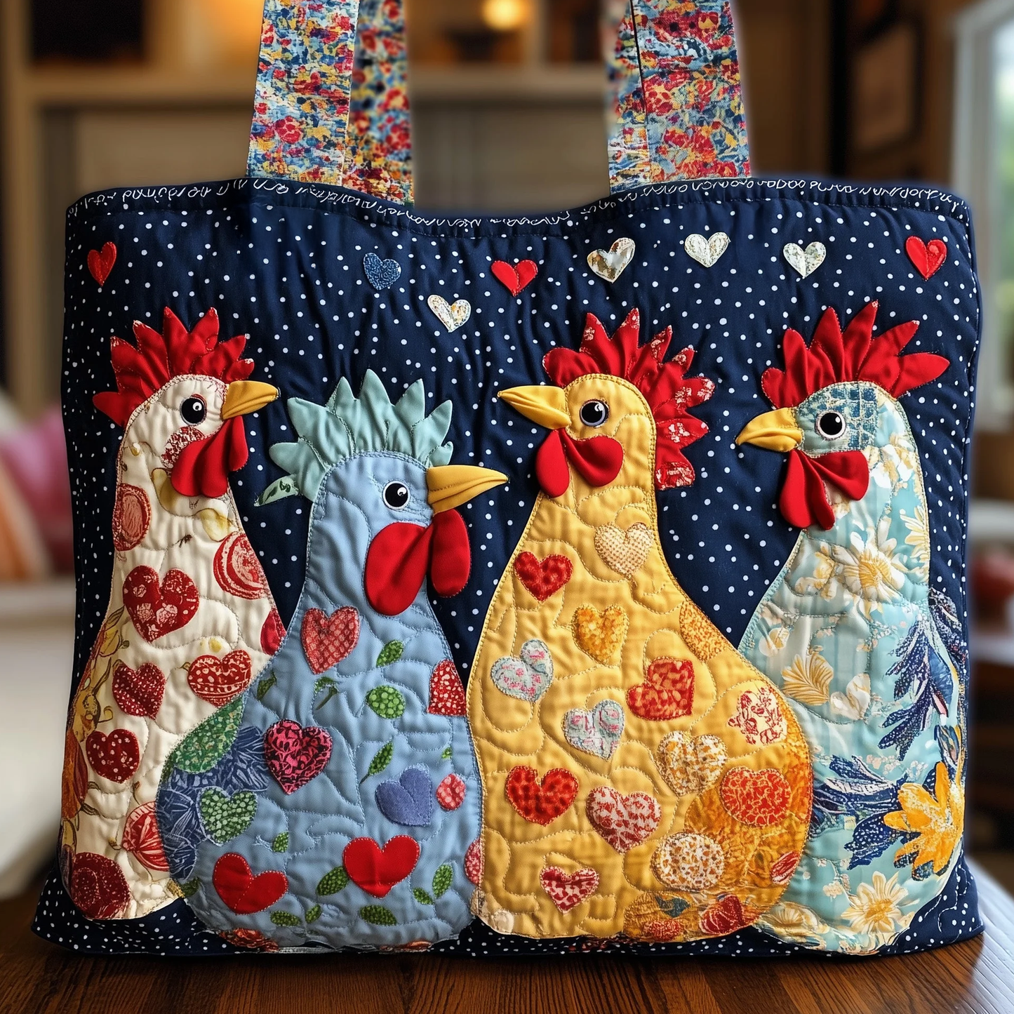 Whimsical Chicken Quilted Tote Bag GFTONL4828