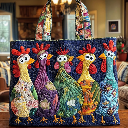 Rooster Parade Quilted Tote Bag GFTONL4836