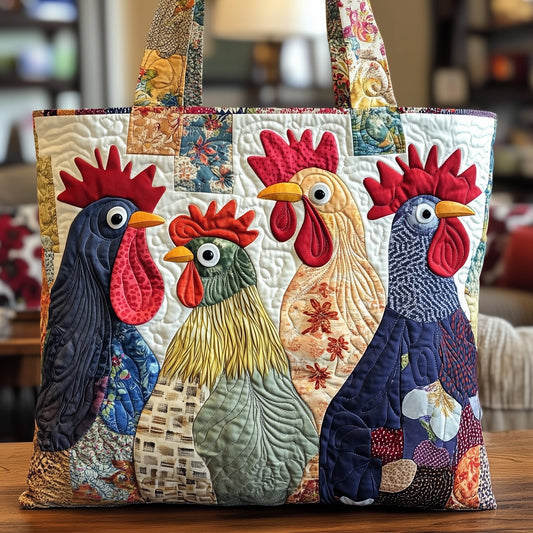 Rooster Parade Quilted Tote Bag GFTONL4837