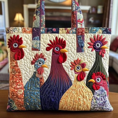 Whimsical Chicken Quilted Tote Bag GFTONL4838