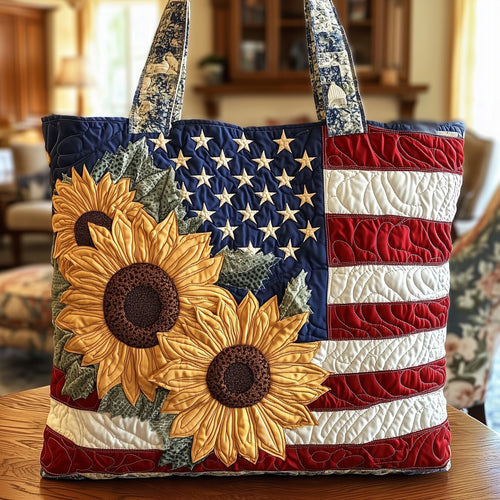 Patriotic Sunflower Quilted Tote Bag GFTONL4906
