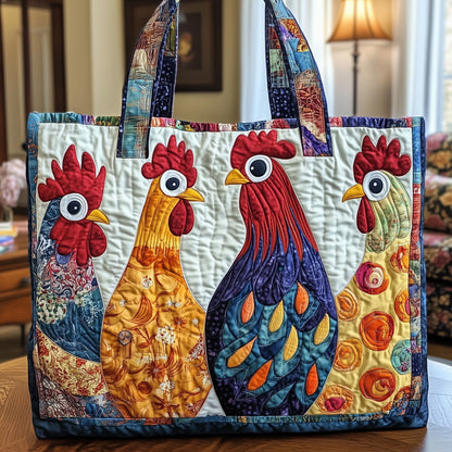 Whimsical Roosters Quilted Tote Bag GFTONL4927